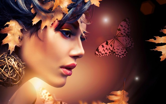 1920x1186 pix. Wallpaper girl, model, leaf, autumn