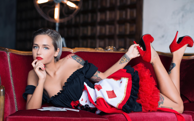 1920x1080 pix. Wallpaper valeriya, suicide girls, tattoo, blonde, high heels, red heels