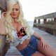 blonde, model, horizon, posing, breast, Aida Ridic, mostik, ocean wallpaper