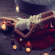 on the floor, candle, model, lingerie, romantic wallpaper
