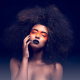 afro, black nails, black lipstick, face paint, closed eyes, no bra, topless, hot wallpaper