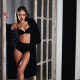 yulia bonia, black lingerie, belly, brunette wallpaper
