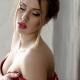 galina tcivina, closed eyes, face, portrait, red bra, red lips wallpaper