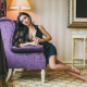 ekaterina zueva, tanned, black dress, lamp, legs, sexy wallpaper
