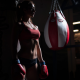 punching bag, sportswear, belly, boxing gloves, tanned, gym wallpaper