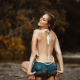 pamela paulin, river, outdoors, bikini, jean shorts, closed eyes, wet hair wallpaper