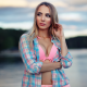 portrait, pink bikini, shirt, outdoors, lake, tits wallpaper