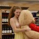 wendy patton, redhead, tits, summer dress, boobs, sexy, teddy bear, smiling, shop wallpaper