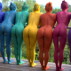 ass, naked, rainbow, bosyart, 7 girls, legs, women wallpaper