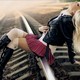 girl, sitting, schoolgirl, railroad wallpaper