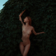 nude, redhead, leaves, armpits, belly, ribs, hips, boobs, tits, nipples, shaved pussy wallpaper