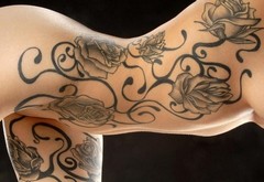 boobs, lingerie, tattoo, nude, art, tummy, rozy wallpaper