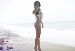 vanessa jade, beach, bikini, wet, sexy legs wallpaper