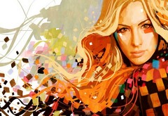 blonde, portrait, grafika, cvet wallpaper