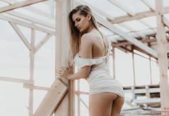 nadezhda nezhnova, ass, dress, bare shoulders wallpaper