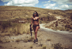 ana gabo cevallos, women, gun, outdoors, shoes, tanned, sunglasses, sporty, sexy, hot wallpaper