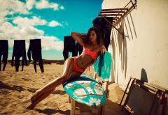 tanned, outdoors, sand, bikini, belly, oiled body, hot, skinny wallpaper