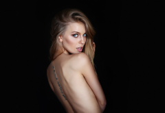 hot, sexy, model, tattoo, back, blonde wallpaper