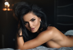 ekaterina nefyodova, perfect lips, black hair, tits, boobs, tanned, face wallpaper