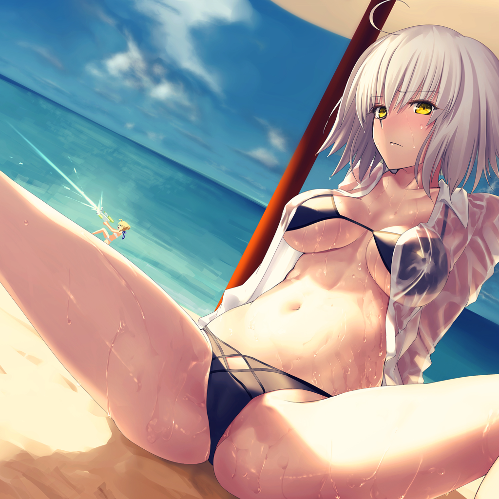 Download 1024x1024 anime, open shirt, wet, spread legs, big boobs, wet  body, anime, bikini, boobs Porno Photos, Erotic Wallpapers