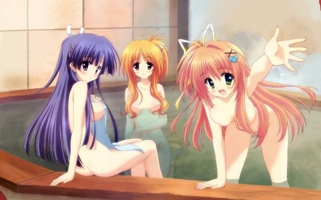 2516x1800 pix. Wallpaper nude, anime, towels, bathtubs, hoshizora e kakaru hashi, nakatsugawa ui, toudou tsumugi, ryohka