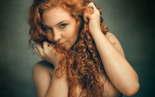 Photo redhead, nude, curvy women, curly hairs, wallpaper #15531