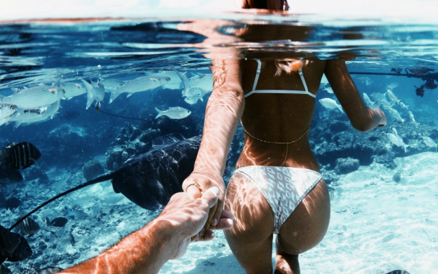 1900x1266 pix. Wallpaper alexis ren, bikini, ass, wet, underwater, fish, non nude