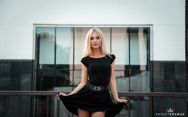 2560x1707 pix. Wallpaper model, blonde, black dress, portrait, sexy dress, sexy girl