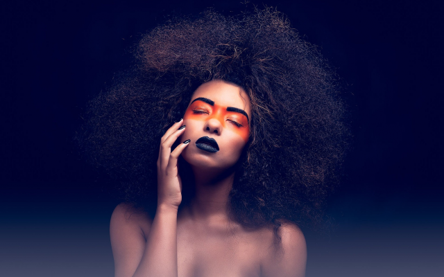 1903x1270 pix. Wallpaper afro, black nails, black lipstick, face paint, closed eyes, no bra, topless, hot