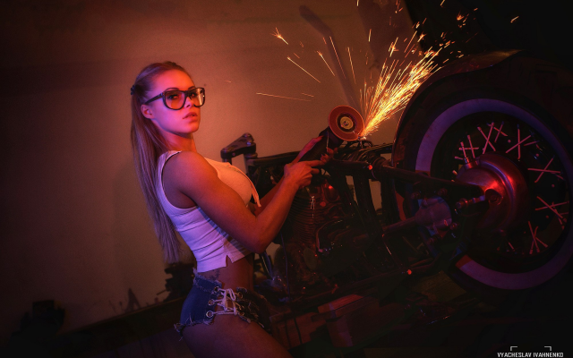 2000x1333 pix. Wallpaper jeans shorts, glasses, tools, motorcycle, ass, sexy, hot