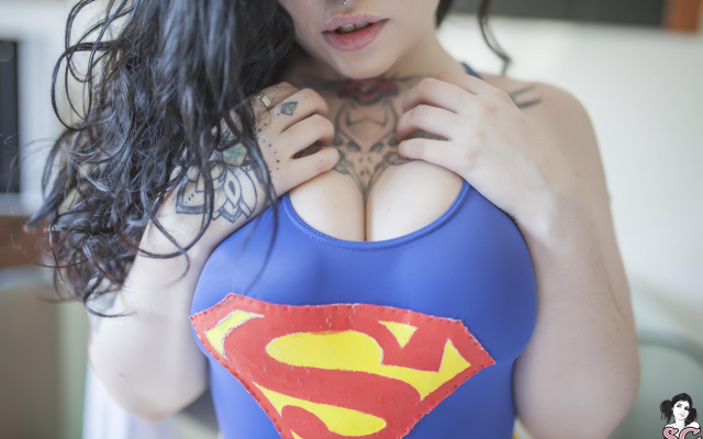 5616x3744 pix. Wallpaper voly suicide, suicide girls, tattoo, supergirl, black hair, busty, big tits