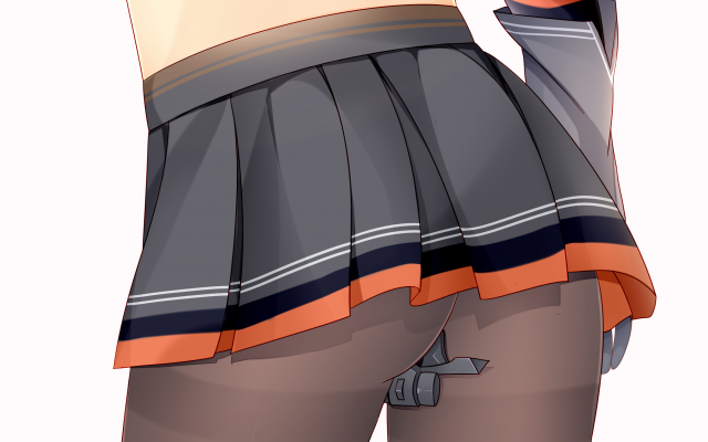 2716x2377 pix. Wallpaper skirt, ass, black pantyhose, anime, pantyhose, sexy