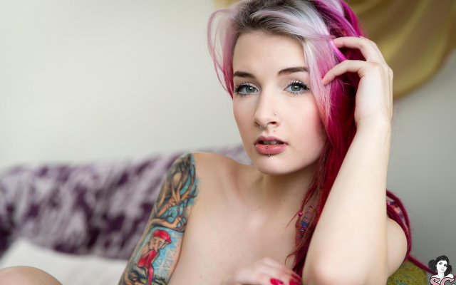 4386x2924 pix. Wallpaper stormyent suicide, model, suicide girls, tattoo, no bra, looking piercing