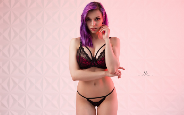 2560x1707 pix. Wallpaper purple hair, belly, the gap, lingerie, dyed hair, bra, busty, panties, thong