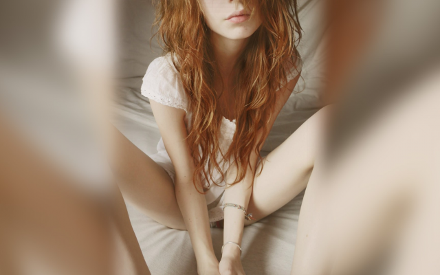 1920x1080 pix. Wallpaper spread legs, sitting, redhead, blurred, sexy