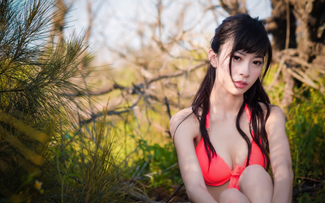 2048x1366 pix. Wallpaper model, asian, outdoors, brunette, bikini top