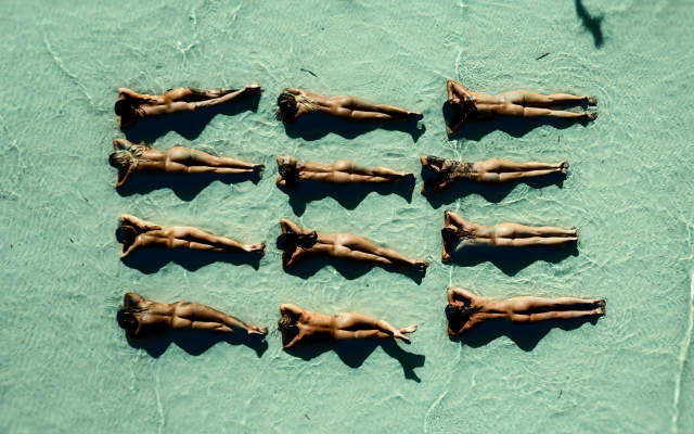 2527x1677 pix. Wallpaper beach, wet, ass, legs, back, brunette, tattoo, 12 girls