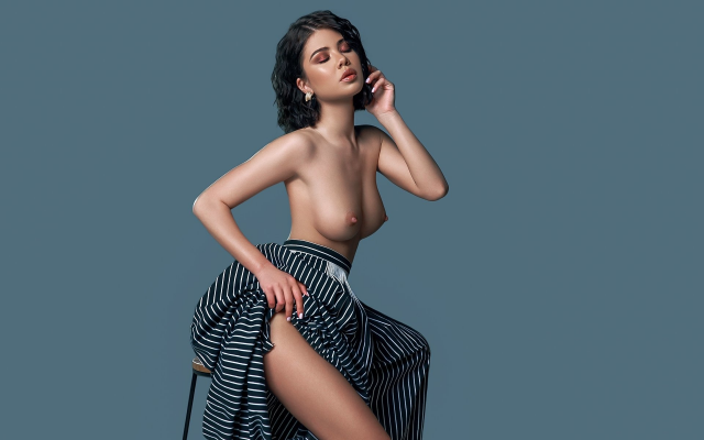 1920x1200 pix. Wallpaper angie khoury, boobs, big tits, nipples, topless, tanned, black hair, closed eyes