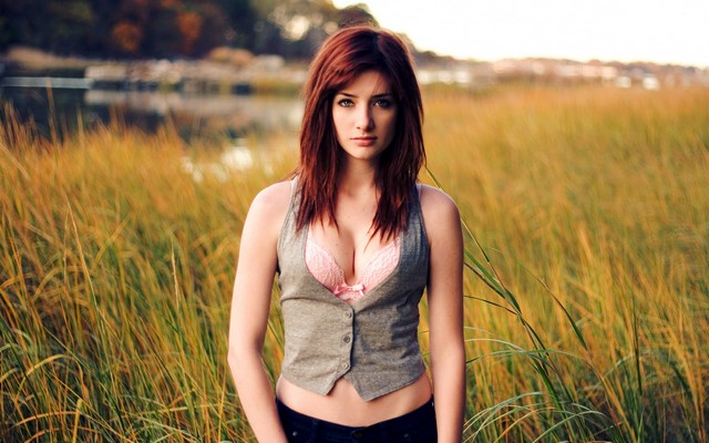 1920x1200 pix. Wallpaper boobs, girl, beautiful, eye, model, field, redhead, grass, background, susan coffey, brassiere, pink
