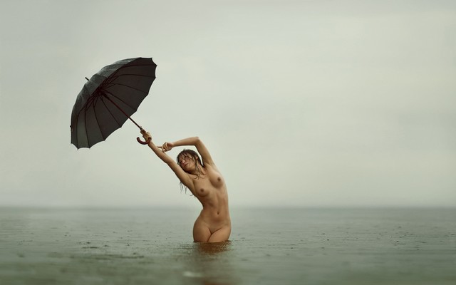 1920x1200 pix. Wallpaper water, naked, sea, umbrella