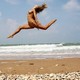 nude, blondes, women, beaches, jumping wallpaper