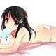 ass, boobs, lingerie, underwear, nipples, topless, black hair, white background, anime girls, ice cr wallpaper