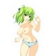 boobs, simple background, anime girls, green hair, shimapan wallpaper