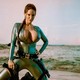 water, model, latex, Bianca Beauchamp, sand, redhead, beach, bianca, lara croft, tomb raider, cospla wallpaper