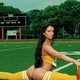 brunette, lingerie, girl, legs, ball, field, shpagat, posing, amerikanskiy futbol wallpaper