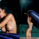 jevgenija tischenko, playboy, collage, tits, wet, pool, brunette, sexy, hot model wallpaper