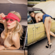 olga niedzielska, playboy, tits, boobs, car, blonde, collage, skinny wallpaper