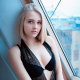 galina andreevna, blonde, short hair, black bra, portrait, window wallpaper