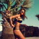 cyprus, tanned, sunglasses, swimwear, palm tree, beach, sea, tropics, big tits, bikini wallpaper