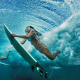 surfing, underwater, sea, bikini, surfboard wallpaper